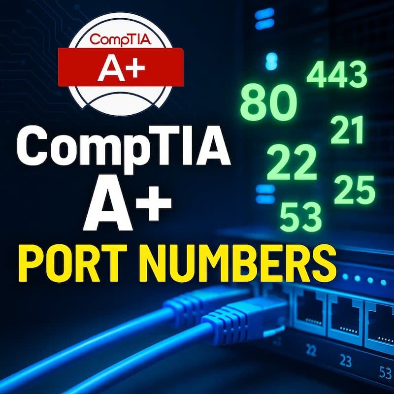 Cover image for CompTIA A+ Port Numbers: 15+ Most Common Ports Cover image for blog post: CompTIA A+ Port Numbers: 15+ Most Common Ports - Sarah Nguyen