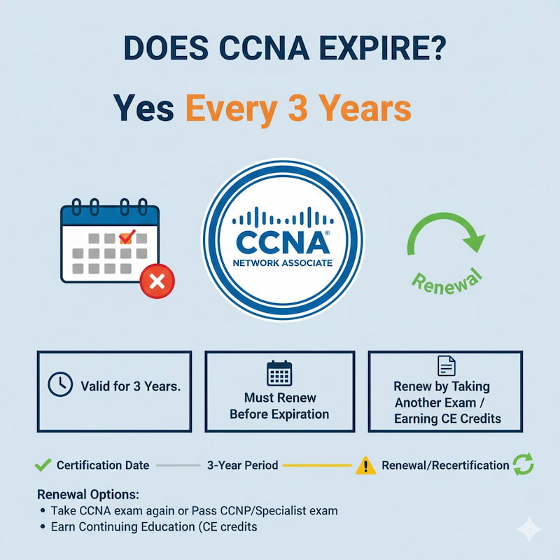 Cover image for Does CCNA Expire? Guide to Renewal & Recertification Cover image for blog post: Does CCNA Expire? Guide to Renewal & Recertification - Tina Tran