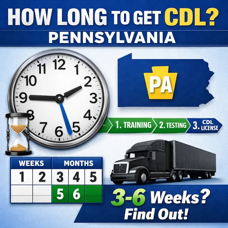Cover image for How Long Does It Take to Get a CDL in Pennsylvania? Cover image for blog post: How Long Does It Take to Get a CDL in Pennsylvania? - Tina Tran