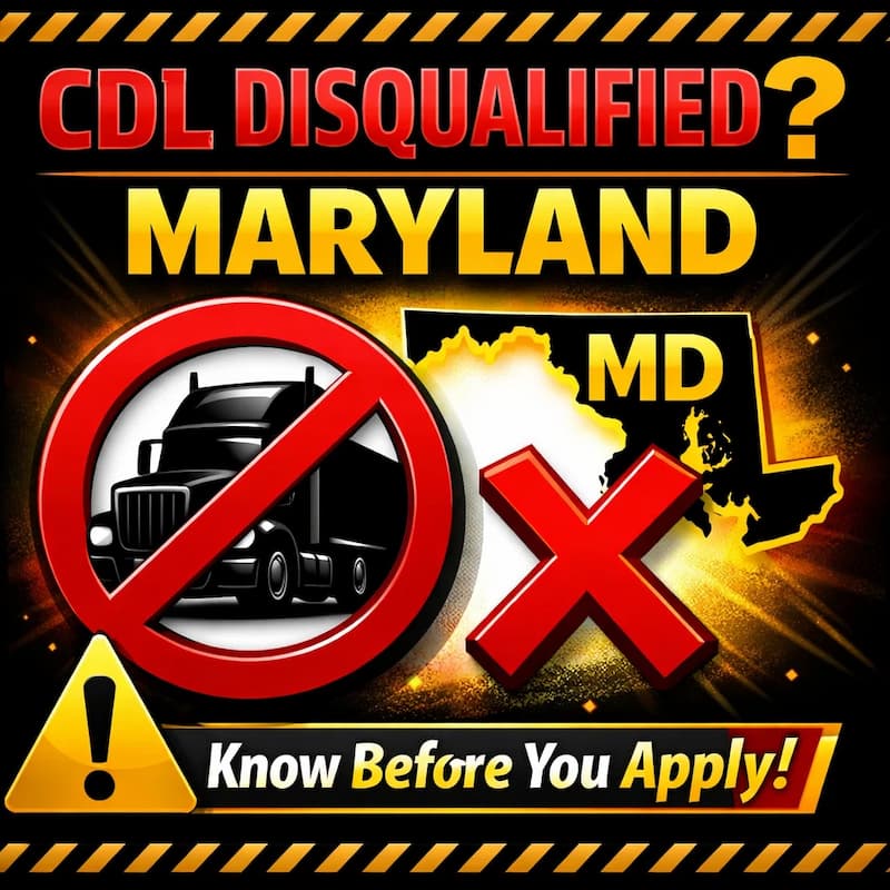 Cover image for Maryland CDL Disqualifications: What Get License Suspended Cover image for blog post: Maryland CDL Disqualifications: What Get License Suspended - Tina Tran