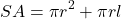 \[SA = \pi r^2 + \pi r l\]