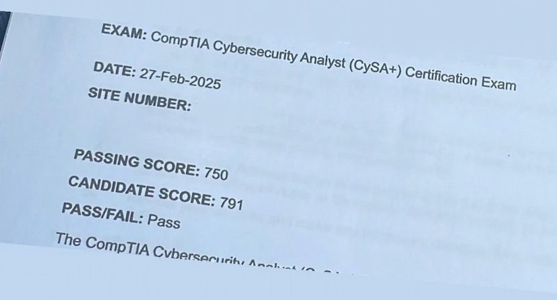 CompTIA CySA+ passing score