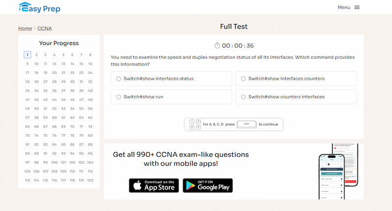 Practice under real exam conditions