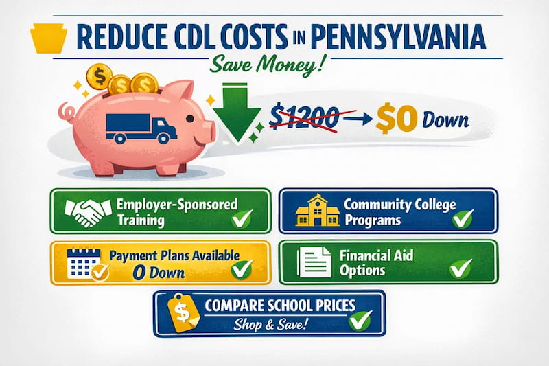 How can you reduce the cost of getting a CDL in Pennsylvania?